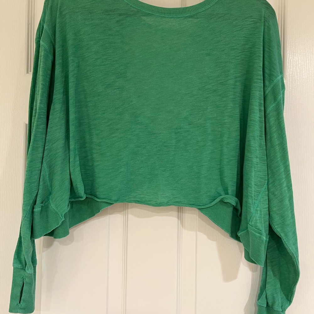 Free People Movement My Time Layer Open Back Crop Top XS Green